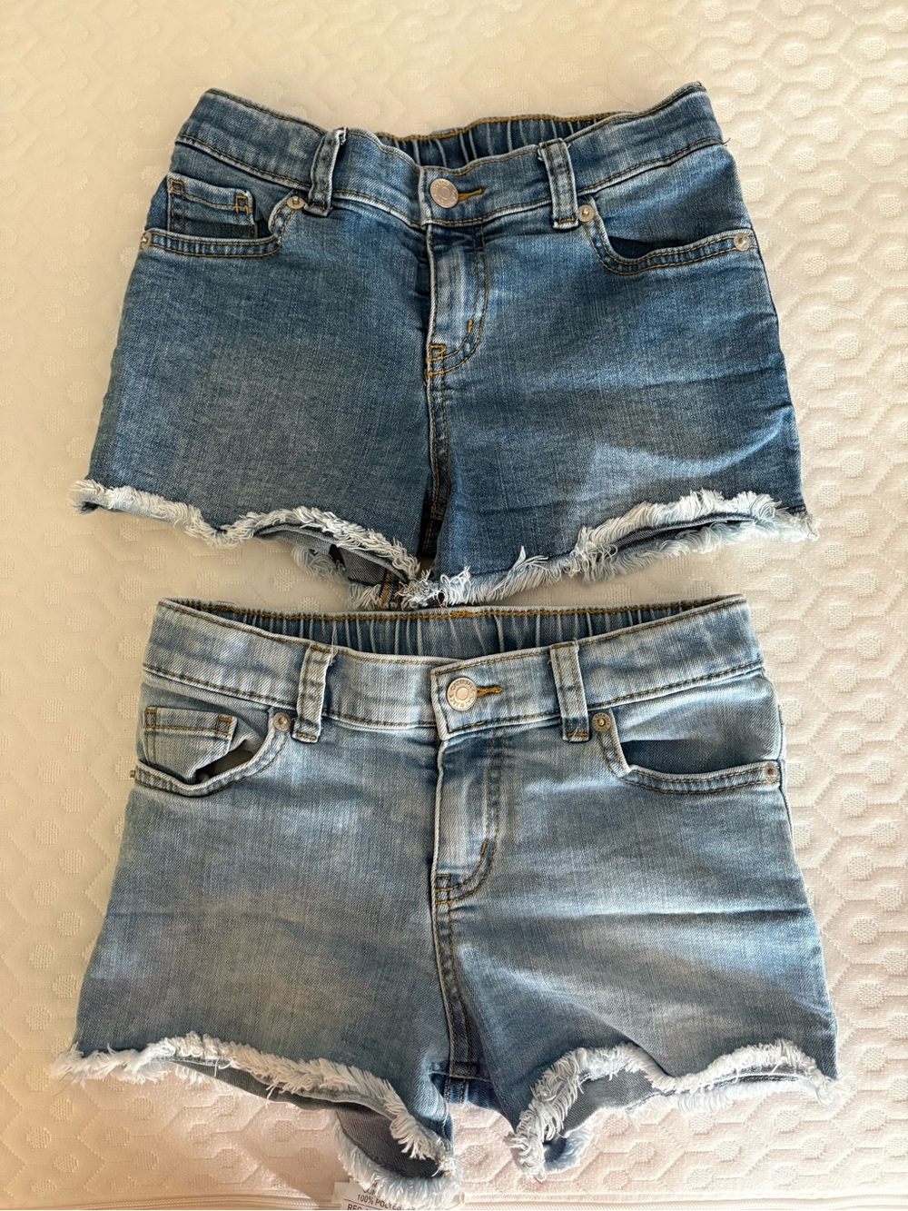 Cat & Jack Girls' Double Pack Distressed Denim Shorts - Light & Medium Blue